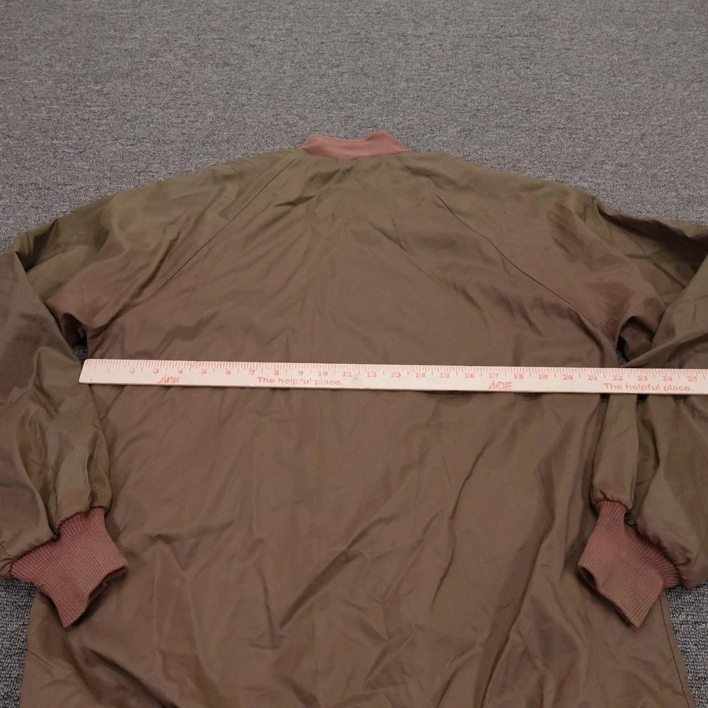 Vintage Duckster Jacket Mens Medium Brown Nylon Bomber Snap Front Lined Knit